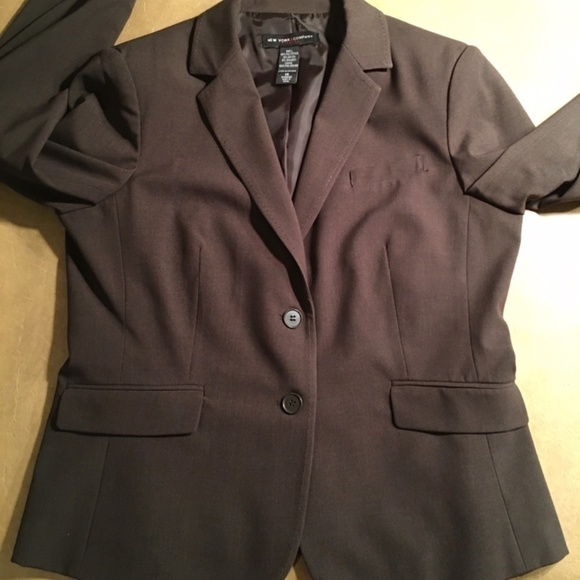 𝅺new YORK & COMPANY STRETCH Career Blazer Jacket, DARK BROWN, NWOT, Size 14 - Picture 6 of 9